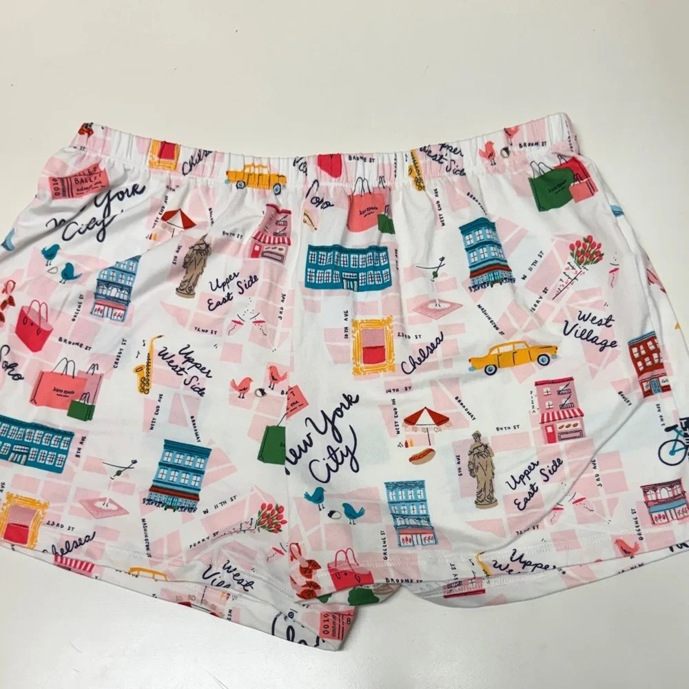 Kate Spade White and Pink City Print Women's 2 piece pajamas